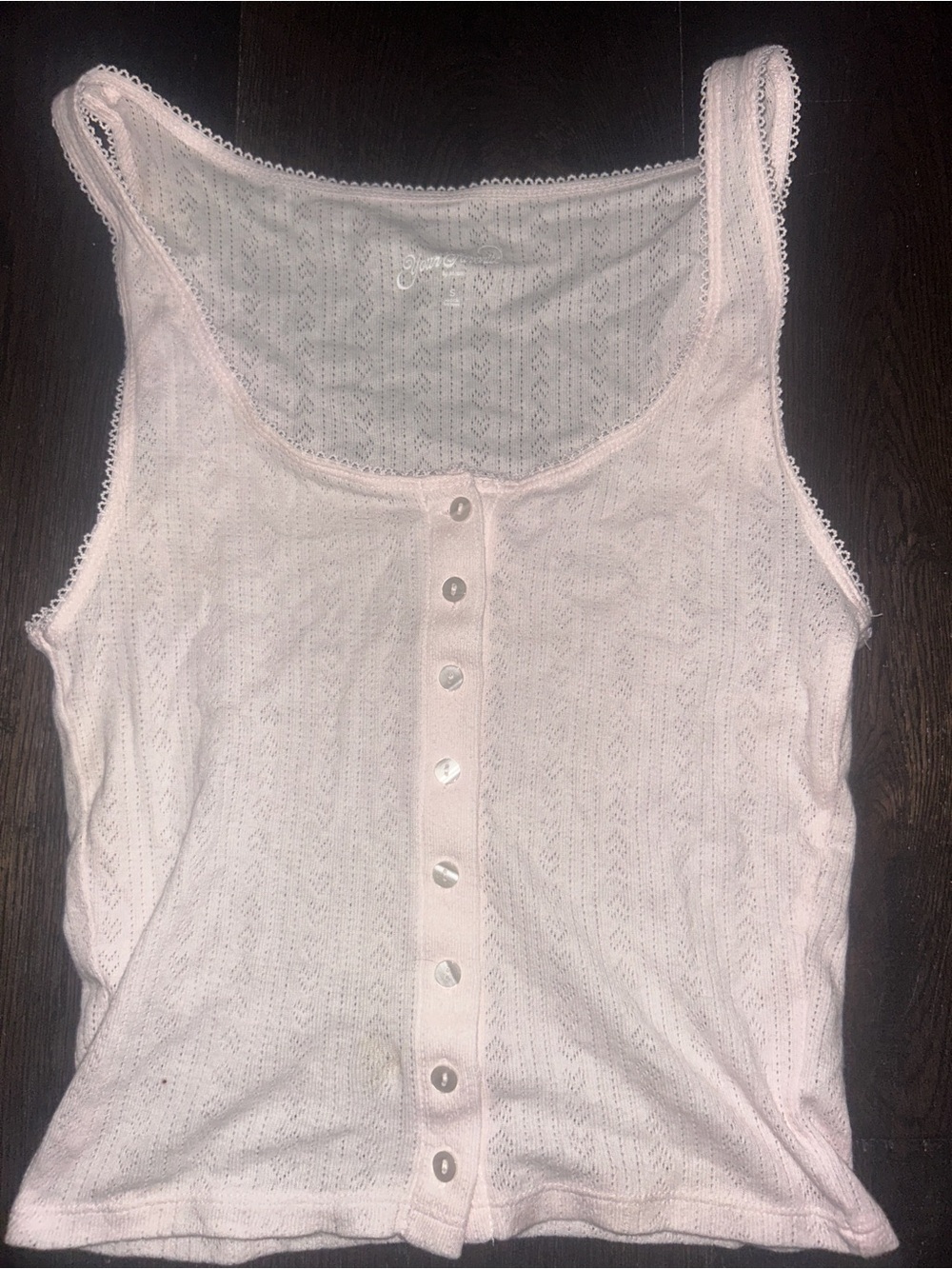 PacSun Light Pink Button-Front Ribbed Tank - Picture 2 of 3
